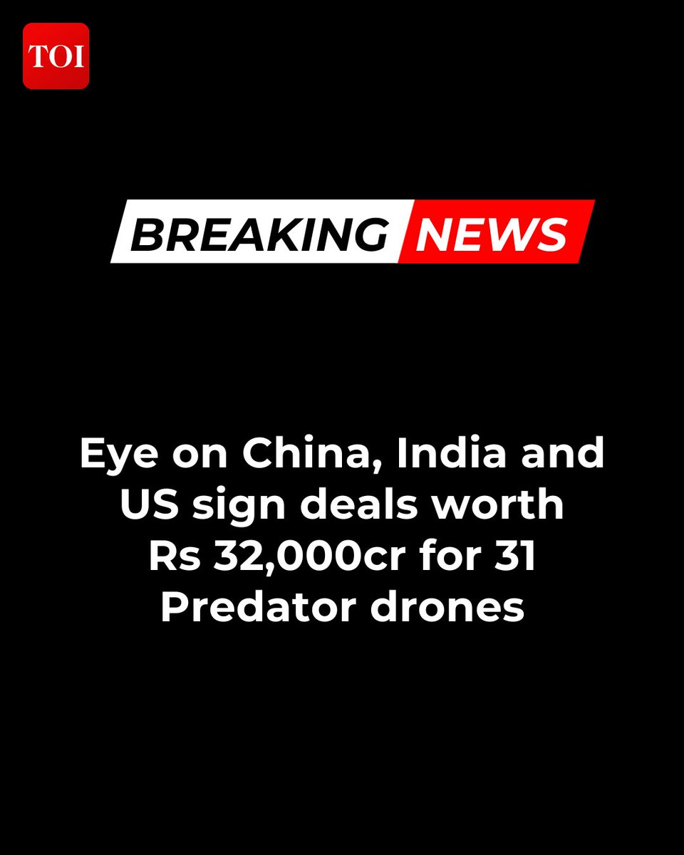timesofindia's tweet image. India and the United States have signed deals worth Rs 32,000 crore for the acquisition of 31 Predator drones, which will be distributed among the Indian Army, Navy, and Air Force. 

Read here 🔗 toi.in/FbNdpa20 

#PredatorDrones #IndianArmy #IndiaUS