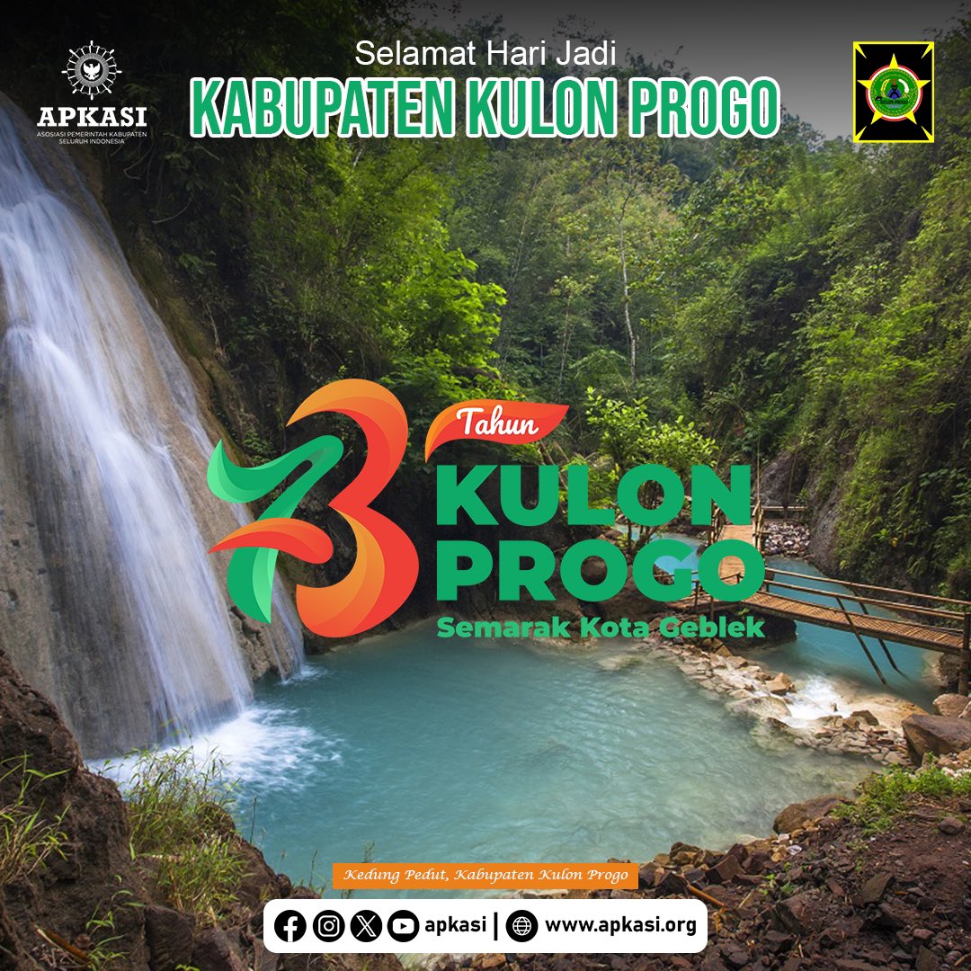 APKASI's tweet photo. Selamat Hari Jadi Ke- 73 Kab. Kulon Progo

Semoga Kabupaten Kulon Progo makin maju daerahnya dan sejahtera masyarakatnya.

📍: Kedung Pedut, Kabupaten Kulon Progo 

#PesonaKabupaten #explorekabupaten #kabupatenkulonprogo #kulonprogo #kulonprogo73 #kulonprogkab #pemkab #apkasi https://t.co/GzhoXNNLEs