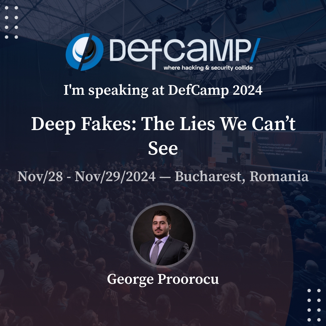 🎙 @aurelproorocu will lead an exciting session at #DefCamp 2024! He'll dive into the latest #cybersecurity challenges facing the banking sector and show us how to stay one step ahead of threats like #DeepFake and #AI scams.

Secure your spot &gt;&gt; def.camp/tickets/