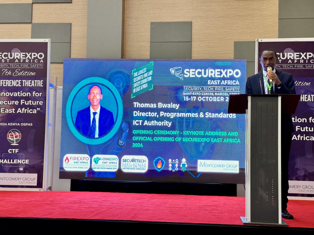 We are honoured to have Thomas Bwale Director Programmes &amp; Standards ICT Authority Kenya launching Securexpo 2024.