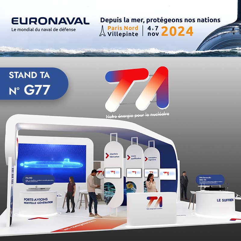 #Défense | 📢Venez rencontrer nos équipes #TA au <a href="/SalonEuronaval/">EURONAVAL</a>, le mondial du #naval de défense
 
➡Stand @TechnicAtome n° G77 (Hall 6)
📍 Paris Nord - Villepinte
📆4-7 nov.