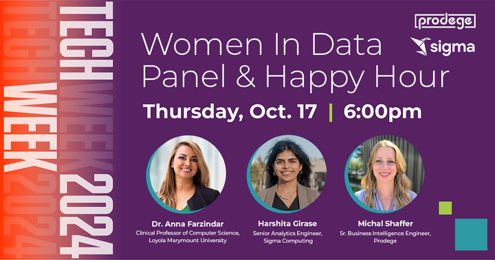If you're at #LATechWeek, come join me at the Women in Data Panel and HH with <a href="/sigmacomputing/">Sigma</a> and <a href="/ProdegeLLC/">Prodege</a> on Thursday Oct 17 at 6PM!

RSVP here: partiful.com/e/dqSUWvyQpsoE…