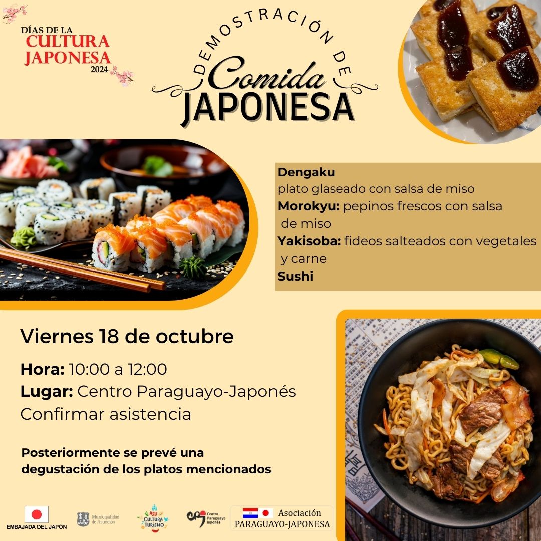 Japon_Paraguay's tweet image. Este viernes 18 de octubre, tendremos la demostración y degustación de comida japonesa.🍱🍜🍣
Interesados inscribirse en: forms.gle/GbfCFzuf2exNpx…
¿Te lo vas a perder? Cupos limitados. ☝️
#diadelaculturajaponesa #japón #culturajaponesa