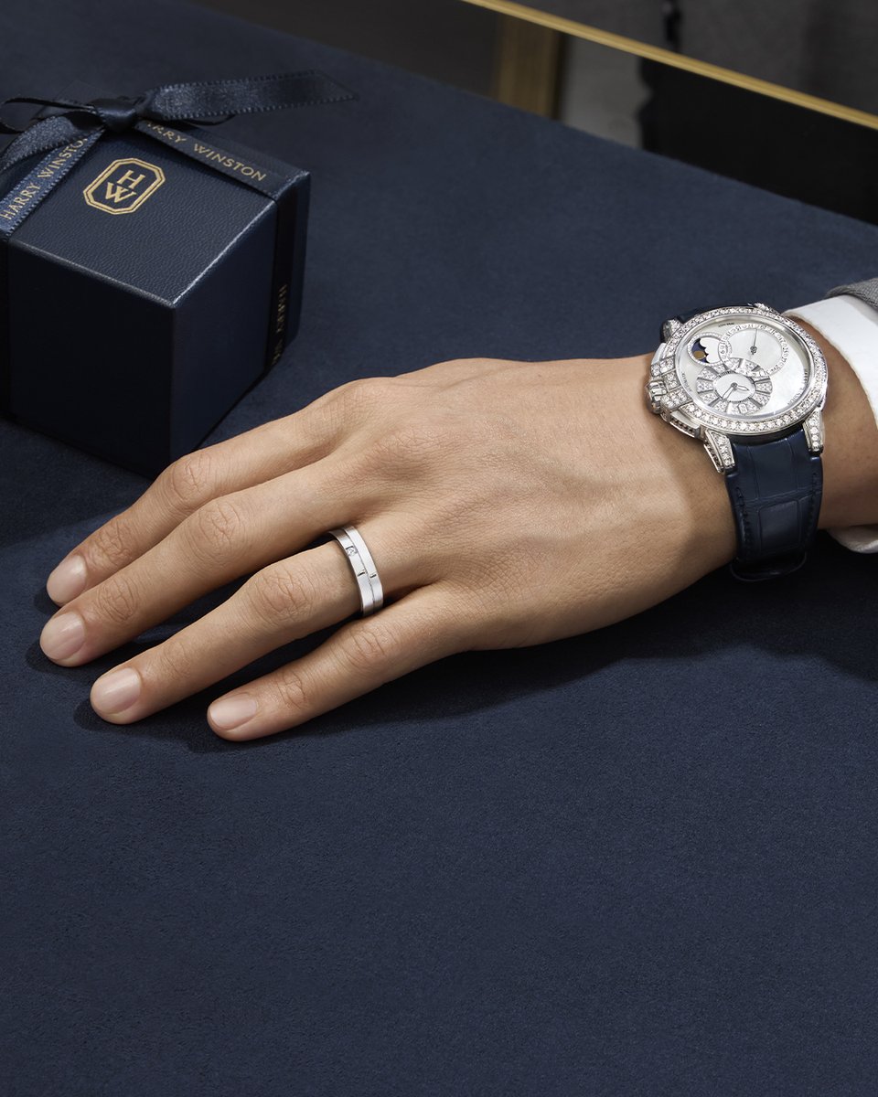 Paired together, a sophisticated Ocean Date Moon Phase Automatic 42mm and a gleaming platinum wedding band are reminders that each and every moment of your special day is precious. Discover: ms.spr.ly/6019m4KLD
 #HarryWinston #BrilliantlyInLove