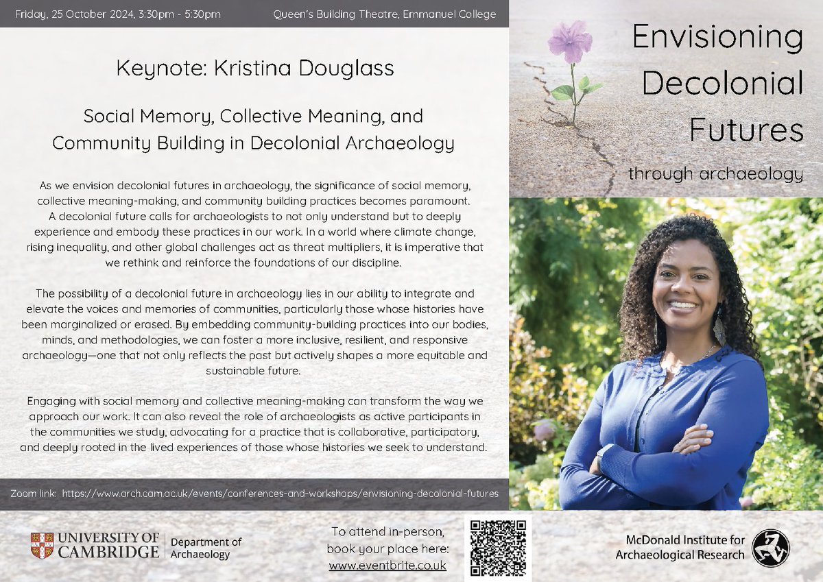 UCamArchaeology's tweet image. 🎟️ Don't forget to sign up to attend the two keynote speakers as part of the 'Envisioning Decolonial Futures through archaeology' conference! 

✨ Hear from Kristina Douglass and @yannishamilakis 

👉 More info and booking: arch.cam.ac.uk/events/confere…