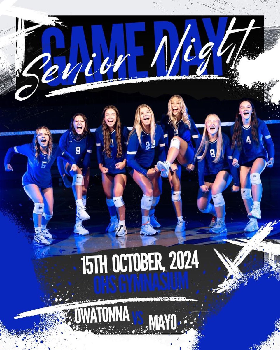 Owatonna Huskies Volleyball (@owatonnahs_vb) on Twitter photo 💙SENIOR NIGHT💙
Tonight, we honor our 7 amazing seniors and take on Mayo!
⏰ 7:15PM | OHS
#weloveourseniors #GoBeGreat
<a href="/OhsStudSec/">OHS Student Section</a> <a href="/JohnnieP_SCT/">Johnnie Phillips</a> <a href="/OPP__Sports/">OPP Sports</a> <a href="/TheFANOwatonna/">The FAN | OWATONNA</a> <a href="/OwatonnaLive/">OwatonnaLive.com</a> <a href="/KRFOAM1390/">KRFOAM 1390</a> 💙SENIOR NIGHT💙
Tonight, we honor our 7 amazing seniors and take on Mayo!
⏰ 7:15PM | OHS
#weloveourseniors #GoBeGreat
<a href="/OhsStudSec/">OHS Student Section</a> <a href="/JohnnieP_SCT/">Johnnie Phillips</a> <a href="/OPP__Sports/">OPP Sports</a> <a href="/TheFANOwatonna/">The FAN | OWATONNA</a> <a href="/OwatonnaLive/">OwatonnaLive.com</a> <a href="/KRFOAM1390/">KRFOAM 1390</a>