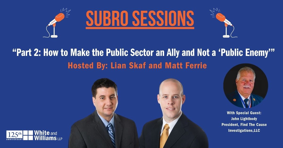 Lian Skaf, Matt Ferrie and John Lightbody are back for the second part of their series to continue their discussion on #subrogation professionals who work with the public sector in large-loss fire scene joint investigations. 

Link here: loom.ly/C7-67xs