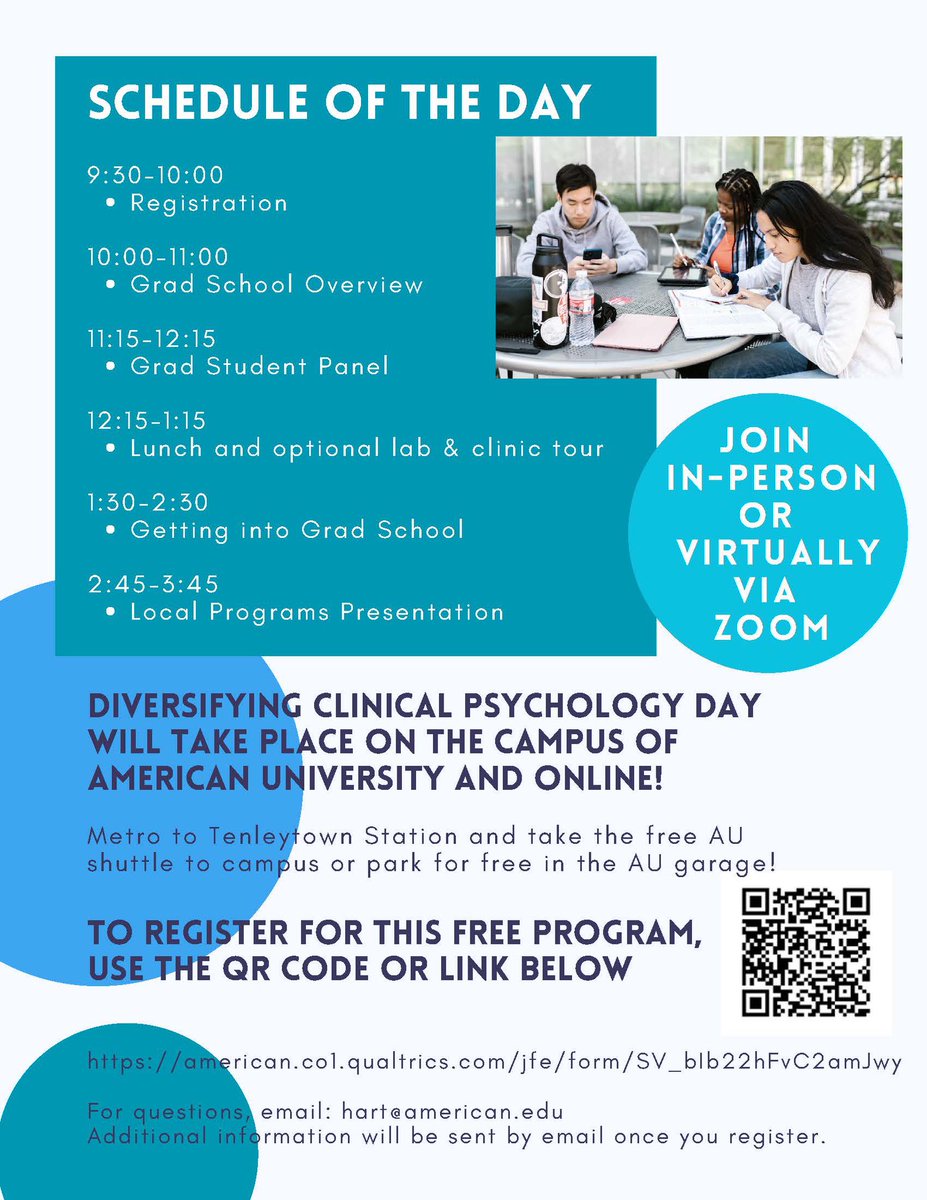 🚨Undergrads and recent graduates check out the flyer below for an opportunity to connect with faculty and learn about doctoral degrees in clinical psychology! Grad students and faculty, please share!