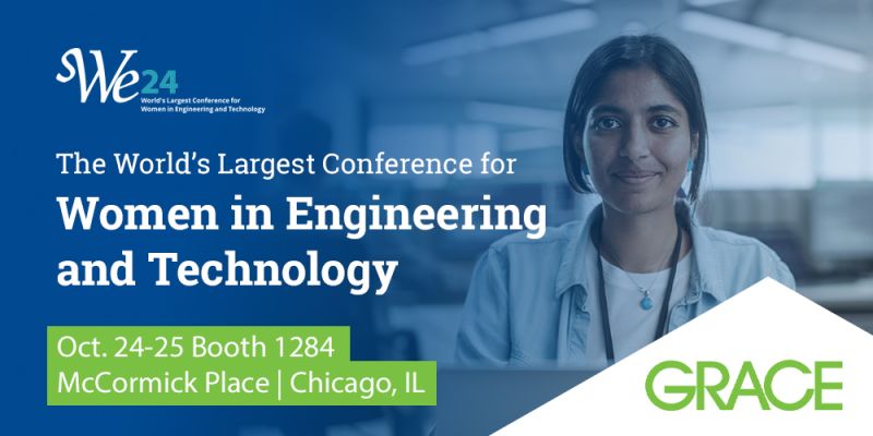 Join us at #WE24, the world’s largest #CareerFair for women in #engineering and #technology, on October 24-25 in Chicago. 

We'll be at📍 Booth #1284. Can’t wait to meet you!

Learn more about WE24: we24.swe.org
Explore careers at Grace: jobs.grace.com