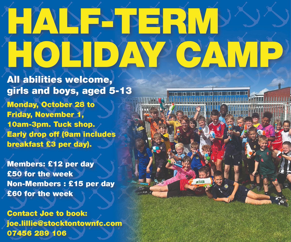 Stockton SSP (@northfieldssp) on Twitter photo if your looking for a fun activity over half term why not join <a href="/stockton_townfc/">Stockton Town FC</a> Half Term Holiday Camp. See below for details. if your looking for a fun activity over half term why not join <a href="/stockton_townfc/">Stockton Town FC</a> Half Term Holiday Camp. See below for details.