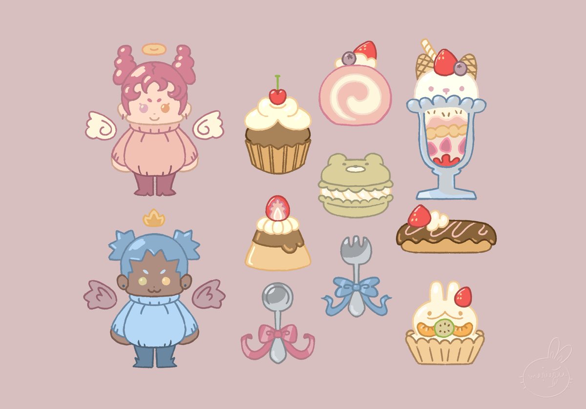 MarielPaz20's tweet image. Tenshi and Akuma Sweets🧁🍮🍨✨💕