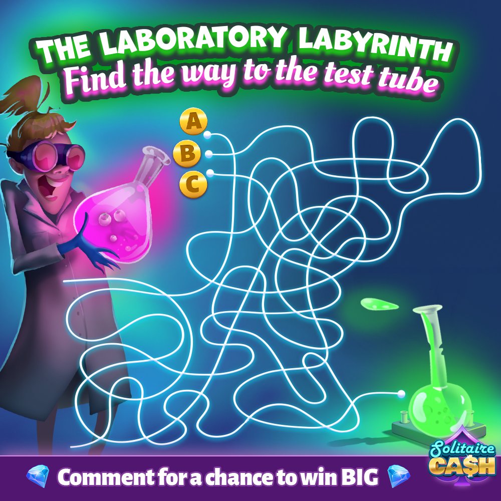 solitairecash's tweet photo. Step into the lab, genius! 🧠

Can you find the way to the test tubes? 🧪

Tap for 💎 #FREEGEMS 💎! > https://t.co/8wW6ai825D

#solitairecash #cashwins #solimasters https://t.co/jOd8vR2K0n