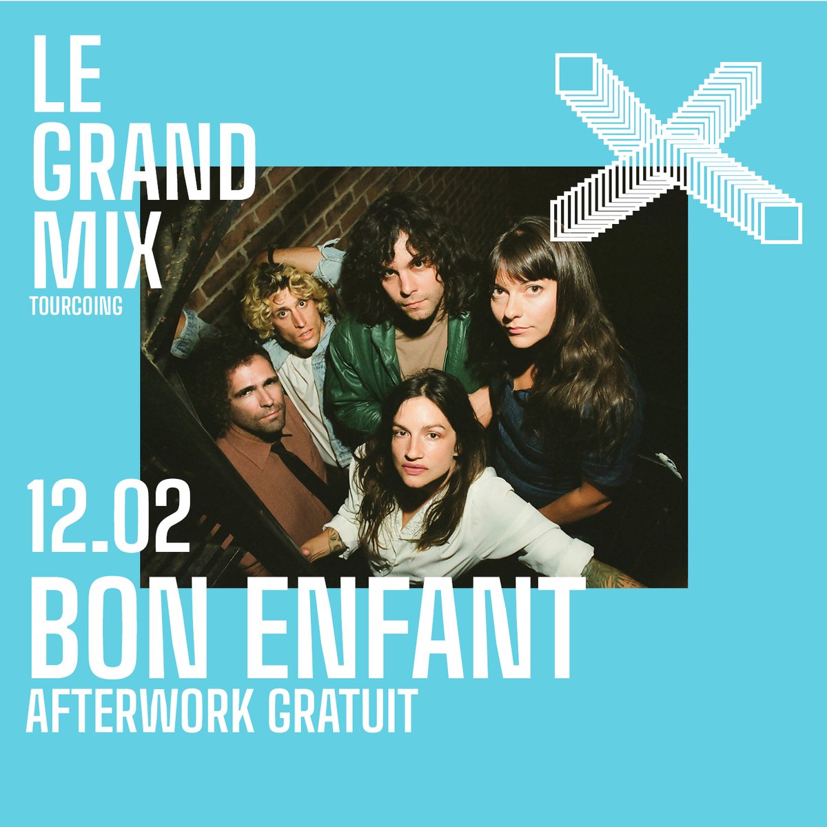 Annonce ----- 🙌  𝐀f𝐭e𝐫w𝐨r𝐤 𝐠r𝐚t𝐮i𝐭
Rock, pop, psyché et même disco, tout y passe avec Bon Enfant. Le groupe canadien sera en afterwork gratuit en février prochain !
🎟️ legrandmix.com/fr/agenda/bon_…
🗓️ mercredi 12 février 2025 à 19h
📍Le Grand Mix, Tourcoing