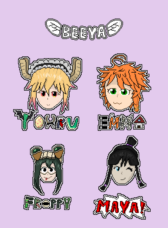 beeya220's tweet photo. Sillyheads 5/7
Tohru, Emma, Froppy and Maya Fey

#pixelart #tohru #thepromisedneverland #mha #tsuyu #aceattorney https://t.co/5qzptebnRe