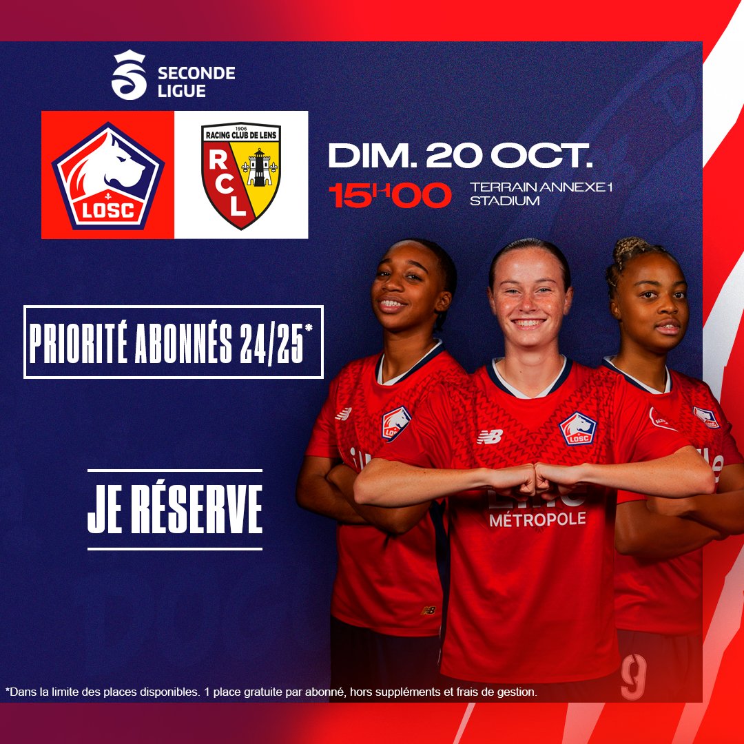 𝗕𝗶𝗹𝗹𝗲𝘁𝘁𝗲𝗿𝗶𝗲 𝗗𝗲𝗿𝗯𝘆 𝗱𝘂 𝗡𝗼𝗿𝗱 🚨

Dimanche, les Dogues auront besoin de votre soutien pour la réception du <a href="/RCLensFeminin/">RC Lens Féminin</a> ⚔️

𝐀𝐛𝐨𝐧𝐧𝐞́𝐬 𝟐𝟒/𝟐𝟓, 𝐯𝐨𝐮𝐬 𝐚𝐯𝐞𝐳 𝐥𝐚 𝐩𝐫𝐢𝐨𝐫𝐢𝐭𝐞́ ! Prenez vite vos places 🎫

▶️ shorturl.at/8C1o2