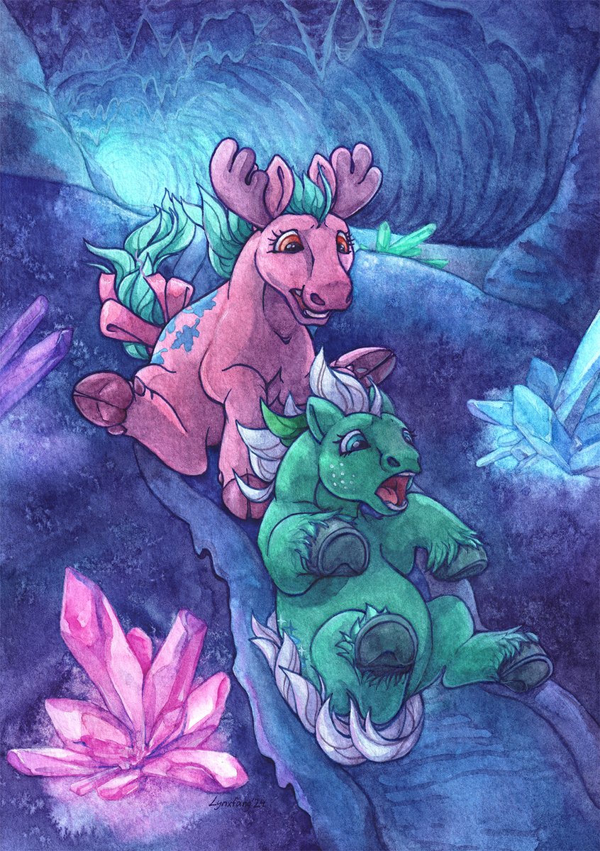 Lynxfang against war (@lynxfang_art) on Twitter photo A painting I made for a vintage pony fanzine. It's amazing how many first generation ponies there are. I wanted to draw so many ideas. 
The characters are Oakly the moose and Ice Crystal.
#MLP #MyLittlePony #G1MLP A painting I made for a vintage pony fanzine. It's amazing how many first generation ponies there are. I wanted to draw so many ideas. 
The characters are Oakly the moose and Ice Crystal.
#MLP #MyLittlePony #G1MLP