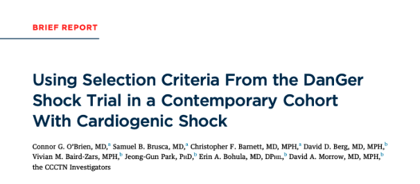 Using Selection Criteria From the DanGer Shock Trial in a Contemporary Cohort With Cardiogenic Shock: <a href="/JACCJournals/">JACC Journals</a> 

🥸Applying Danger Shock Criteria in CCCTN.