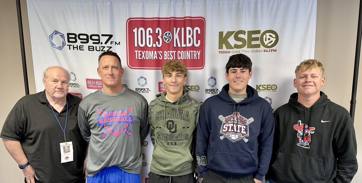 Silo Class A fall baseball state champion players stopped by the KLBC studio this morning..

Jim, coach Eddie Jeffcoat, Landon Langley, Braden Hill and Sam Mendenall

<a href="/KLBC1063/">KLBC-FM</a>    
<a href="/KLBCMorningShow/">KLBC FM 106.3</a>