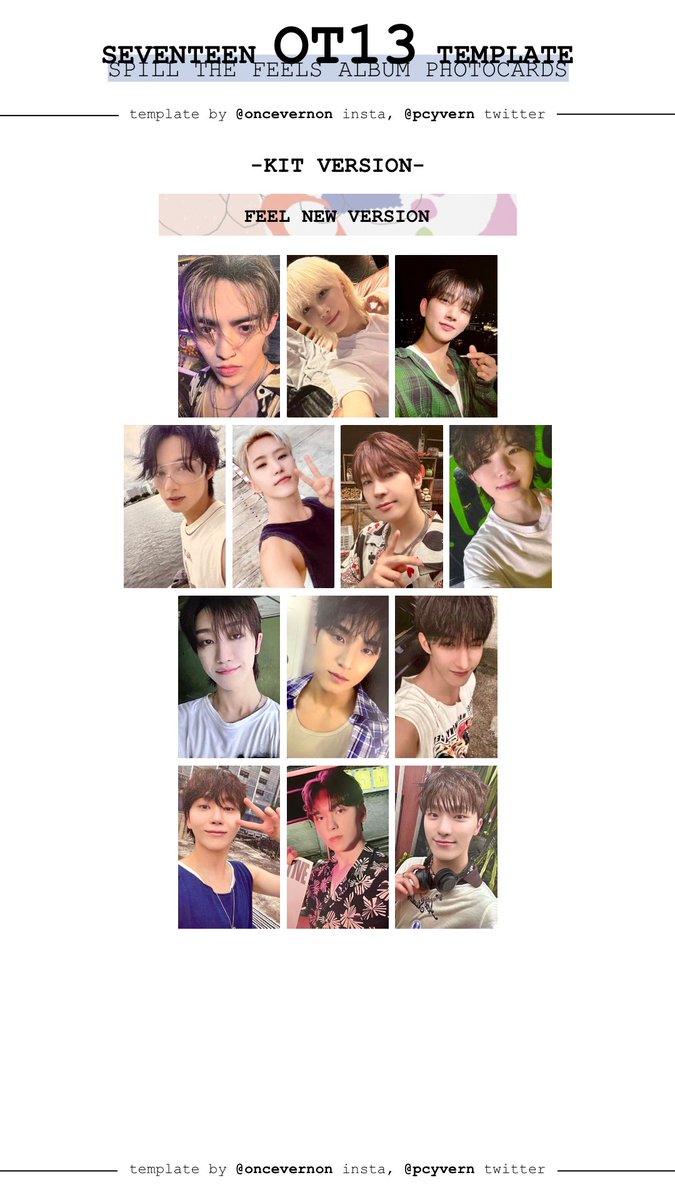 seventeen 12th mini album spill the feels ot13 photocard template
