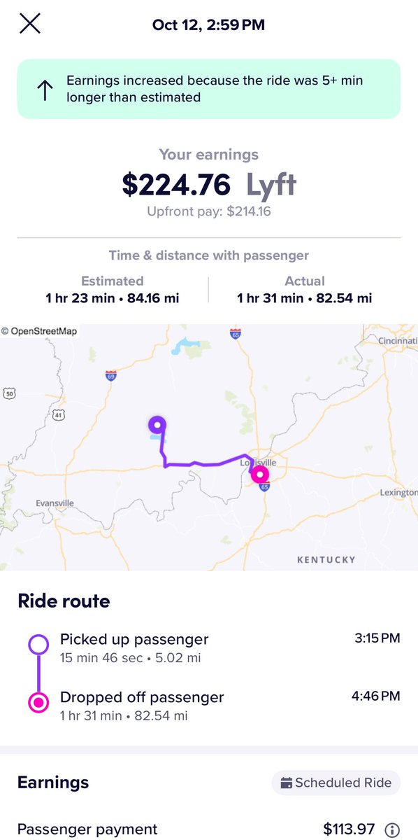 NattyPratt's tweet photo. @UberBtown Long scheduled trips on Lyft are the way to go. https://t.co/ahdfSQteqe