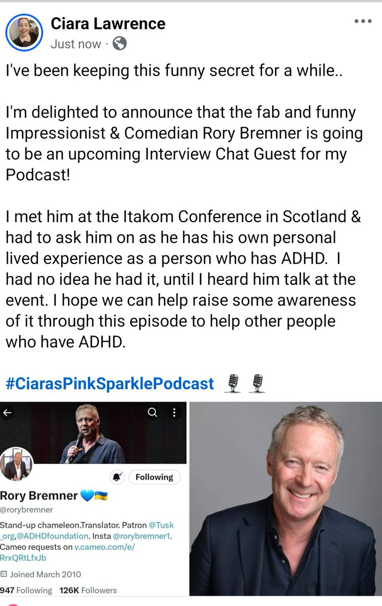 ciaraspinkpod's tweet image. @rorybremner #CiarasPinkSparklePodcast #InterviewGuest  coming soon!