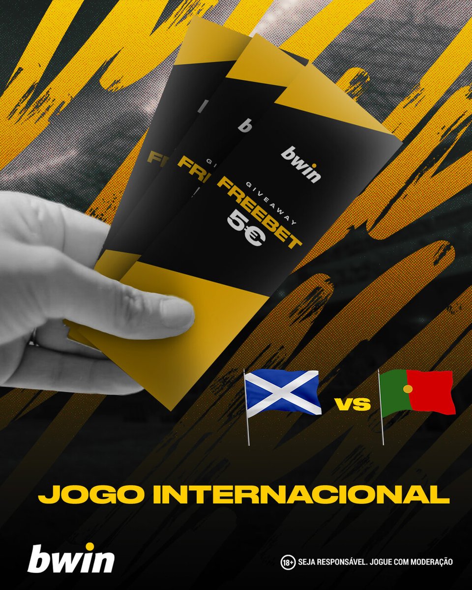 Se o Escócia x Portugal tiver mais do que 3,5 golos, vamos sortear 𝟏𝟎 𝐅𝐑𝐄𝐄𝐁𝐄𝐓𝐒 𝐃𝐄 𝟓€ entre quem já for nosso seguidor, der RT e comentar este post a taggar dois amigos 🤝

Participem até às 19h40. Válido para utilizadores registados com pelo menos um depósito 🙌