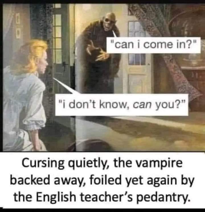 The_CryptidCat's tweet photo. Garlic? ❌
Wooden stakes? ❌
English teachers? ✅

I'm pretty sure even Strahd could be defeated by an English teacher... https://t.co/ZyElBIjq8t