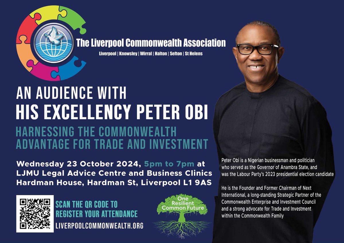 Liverpool Commonwealth Association will be hosting <a href="/PeterObi/">Peter Obi</a> on the 23th of October.