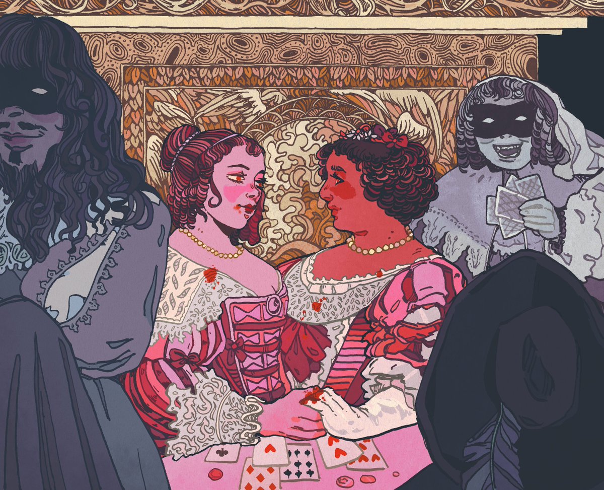 🩸Paint The Town Red 
🎨Artist Spotlight: Tiffany Baxter (she/her)
@tiffbaxterillus 

1/2 An illustrator &amp; comic artist who, when not drawing historical sad lesbian vampires, is drawing historical lesbians who may or may not be sad or vampires.

bit.ly/pttr-launch