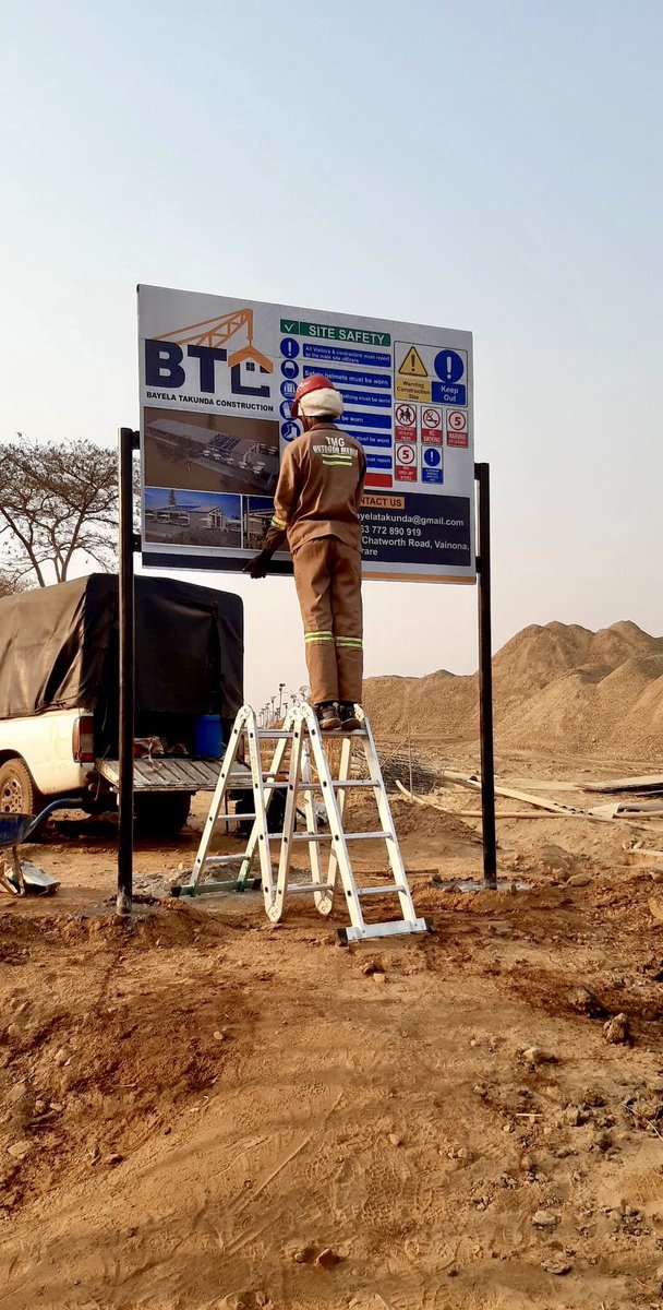 tmgoutdoorzw's tweet photo. Enhance safety and compliance with our Safety, Health, Environment & Quality (SHEQ) signs and billboards 🚧⚠️⛔️
Ensure your construction site or mine is equipped with top-tier signage. Contact TMG Outdoor Media for a quotation today!
#SHEQ #Safety #TMGOutdoorMedia https://t.co/dYPnSLTSPv