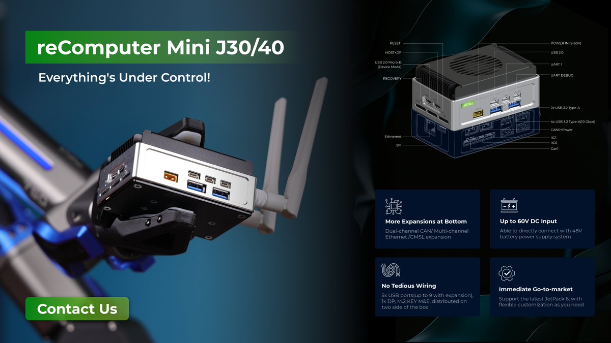 seeedstudio's tweet image. 🤖 Looking to integrate @NVIDIARobotics Jetson Orin GPU power into compact autonomous systems? Our new #reComputer Mini Jetson series is on the way!

Catch the first look during our live stream on YouTube this Thursday, and participate to get the chance to win one reComputer Mini…