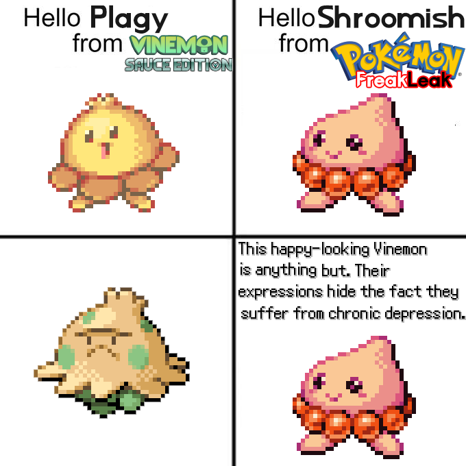 So how about that Freakleak happening. Pokemon sure showed off some interesting designs. Including a friend that looks surprisingly similar. 

I wonder why Game Freak decided to change their design to happy to sad. #vinemon