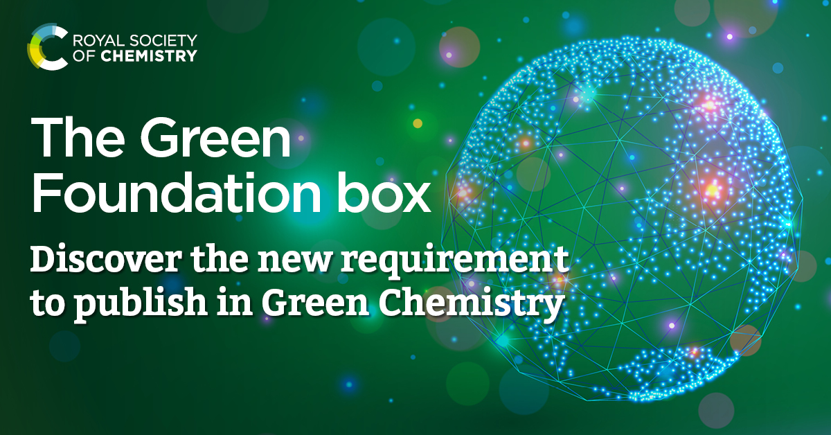 Green Chemistry (@green_rsc) on Twitter photo Green Chemistry is introducing the Green Foundation box on December 2, 2024🚨
The box will help authors demonstrate how their research is advancing previous processes and technologies✅
Read more➡ doi.org/10.1039/D4GC90…
Examples➡ blogs.rsc.org/gc/2024/09/09/…
<a href="/RoySocChem/">Royal Society of Chemistry</a> Green Chemistry is introducing the Green Foundation box on December 2, 2024🚨
The box will help authors demonstrate how their research is advancing previous processes and technologies✅
Read more➡ doi.org/10.1039/D4GC90…
Examples➡ blogs.rsc.org/gc/2024/09/09/…
<a href="/RoySocChem/">Royal Society of Chemistry</a>