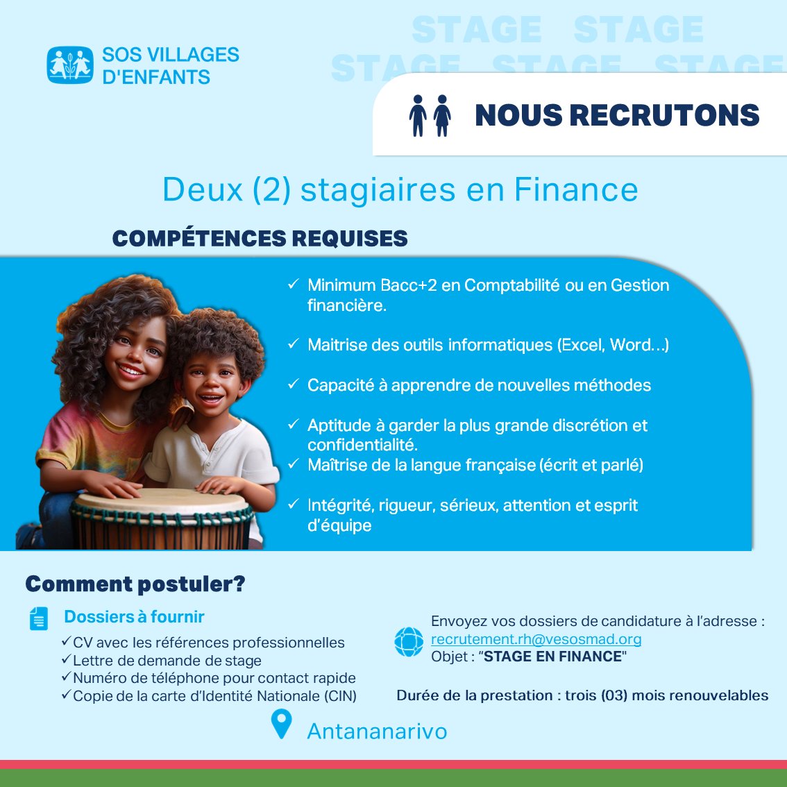 🚀 REJOIGNEZ-NOUS EN TANT QUE STAGIAIRE EN FINANCES 🚀
🔗 Postulez maintenant et donnez un coup d'accélérateur à votre carrière ! 🚀
💼 Envoyez votre candidature à recrutement.rh@vesosmad.org