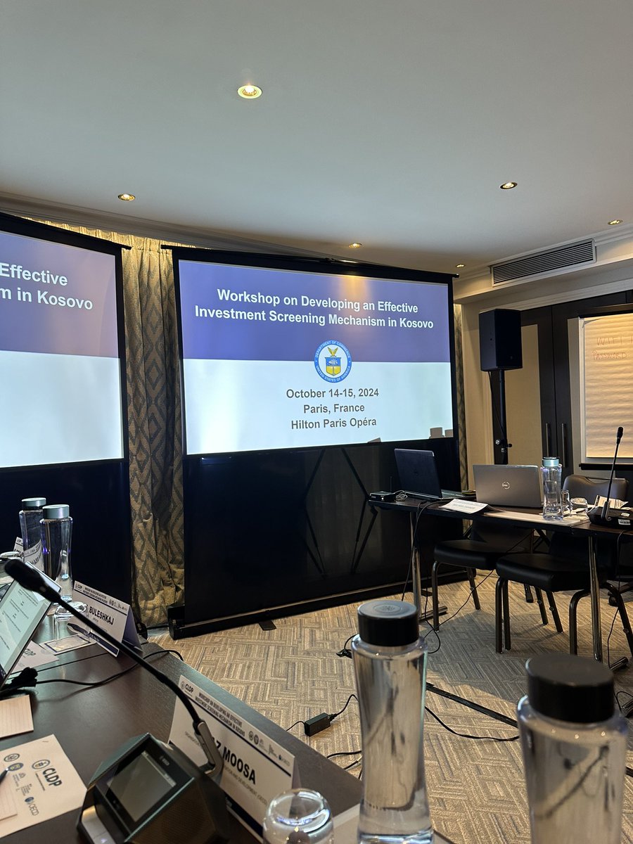 BesarDinarama's tweet photo. Office of the PM is in Paris for a workshop spnsrd by @CommerceGov, in coord w/ @USEmbPristina, on dvlpng an investment screening mechanism. As we implement the Law on Sustainable Investments, we’re focused on attracting FDI while safeguarding Kosova’s security. #KsvInvest https://t.co/VolM4P9M7V