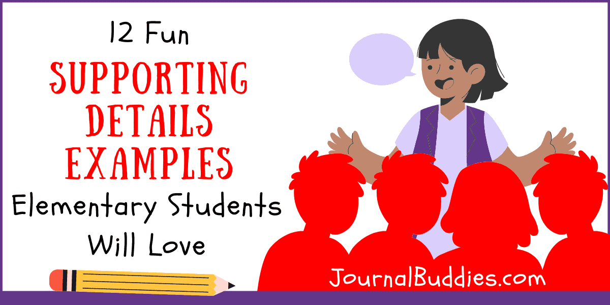 Selfesteem's tweet image. Here&apos;s the deets! By using these supporting details examples elementary students will love in your classroom, you can help your students to discover just how fun writing can be! #SupportingDetails #ElementaryWriting #JournalBuddies 

rfr.bz/tnob0b3