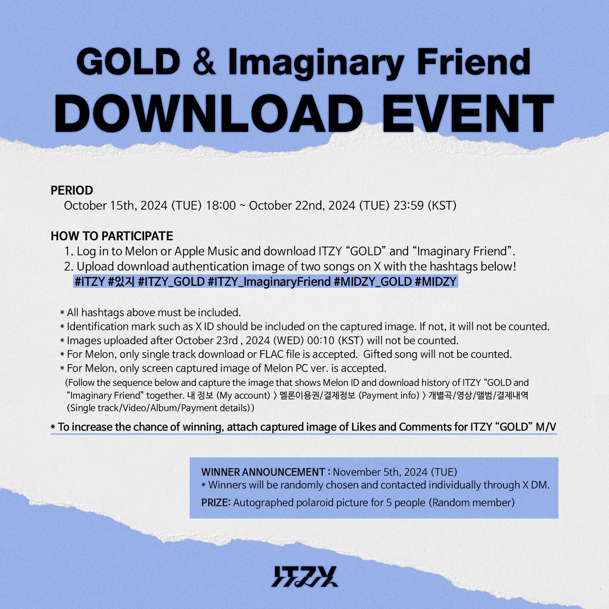 ITZY “GOLD” &amp; “Imaginary Friend” DOWNLOAD EVENT
bit.ly/3BNV6Sn
 
🎧 GOLD itzy.lnk.to/GOLD
 
#ITZY #MIDZY <a href="/ITZYofficial/">ITZY</a>
#ITZY_GOLD #MIDZY_GOLD