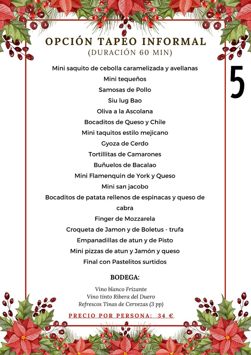 🎄✨ ¡Celebra la Navidad con nosotros en 🎄✨

En nuestro restaurante, estamos comprometidos con la calidad 
Reserva tu cena ahora por WhatsApp 958500057 y descubre todas nuestras opciones de menús y salones. ¡No te lo pierdas!