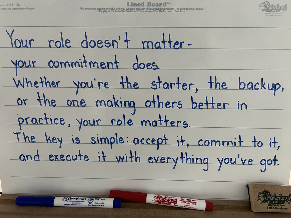 “Your role doesn’t matter.
Your commitment does.”

Champions don’t care what the role is; they care how well they perform it.
Your role on the team isn’t about recognition.
It’s about responsibility.