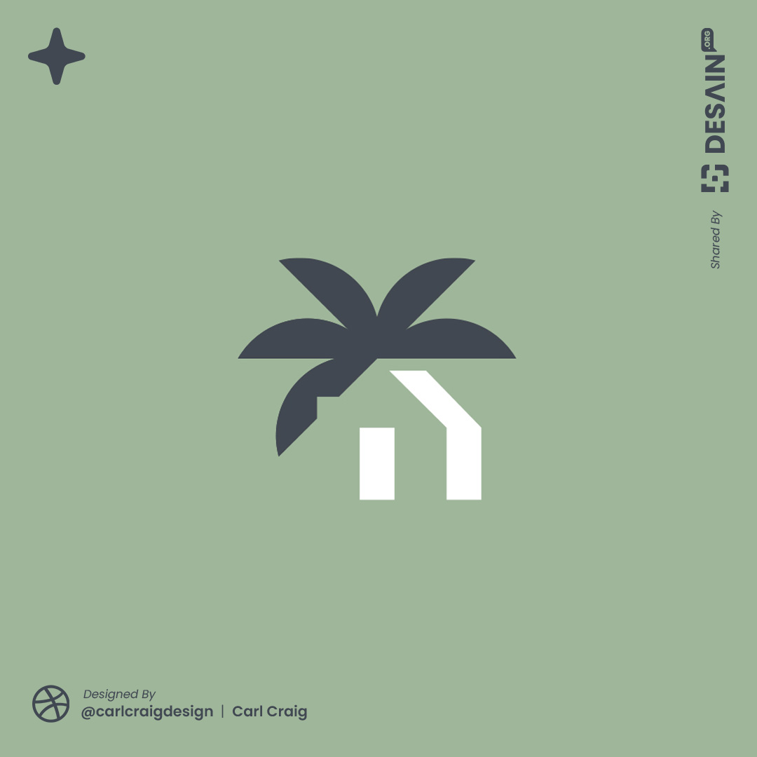 desain_org's tweet photo. #PalmTreeLogo - Carl Craig's logo captivates with its simplicity, using negative space to blend a palm tree and house. A clean, memorable design that showcases effective #logo and #brand communication! 🌴🏠
.
✨Dribbble: /carlcraigdesign 
✨More: https://t.co/O8JRYwWmvf https://t.co/u2Brmmq1Ze