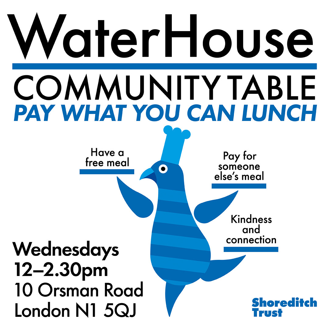 We are now only open for our Community Table lunches on Wednesdays! 

If you are looking for other places to get free food in Hackney please visit the link: shoreditchtrust.org.uk/assets/Uploads…