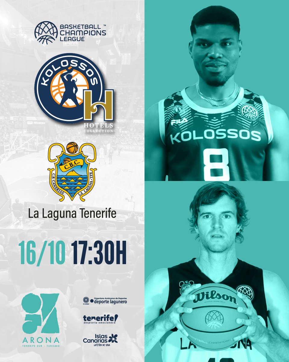 La Laguna Tenerife (@cb1939canarias) on Twitter photo 🏀 ¡MAÑANA JUGAMOS!
⚔️ #BasketballCL | #J2
🆚 <a href="/KolossosHHotels/">Kolossos H Hotels ΚΑΕ</a> 🇬🇷
🏟️ Kallithea Indoor Hall
🕠 17:30 h.c.
📺 Courtside 1891 (plataforma de pago de FIBA) ➡️ bit.ly/47QE3e8
🤝 PATROCINA ➡️ <a href="/TurismoArona/">Turismo Arona</a>
💛🖤 #VamosCanarias #LaLagunaTenerife #SeLlevaDentro 🏀 ¡MAÑANA JUGAMOS!
⚔️ #BasketballCL | #J2
🆚 <a href="/KolossosHHotels/">Kolossos H Hotels ΚΑΕ</a> 🇬🇷
🏟️ Kallithea Indoor Hall
🕠 17:30 h.c.
📺 Courtside 1891 (plataforma de pago de FIBA) ➡️ bit.ly/47QE3e8
🤝 PATROCINA ➡️ <a href="/TurismoArona/">Turismo Arona</a>
💛🖤 #VamosCanarias #LaLagunaTenerife #SeLlevaDentro