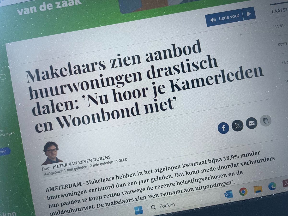 Het zou allemaal toch zo goed uitpakken voor de huurders? Nieuwbouw komt te langzaam op gang, bouwkosten zijn gestegen, belastingen mbt onroerend goed worden verhoogd, een behoorlijk aantal particuliere beleggers gaat over tot verkoop. Dus...