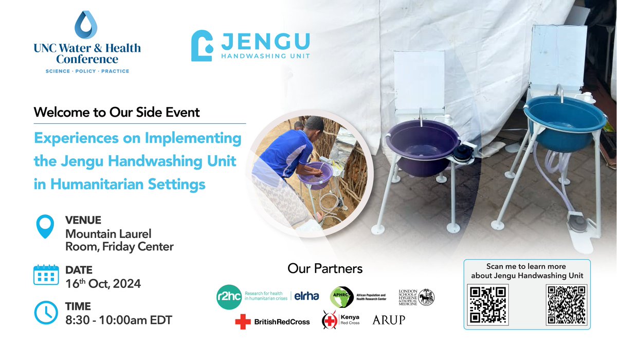 In alignment with this year's #GlobalHandwashingDay theme, "Why are clean hands still important?” #IamAPHRC is honored to participate in <a href="/UNC_Water_Inst/">UNC Water Institute</a>’s Annual Water and Health Conference.

We will be hosting a side event titled "Experiences on Implementing the Jengu