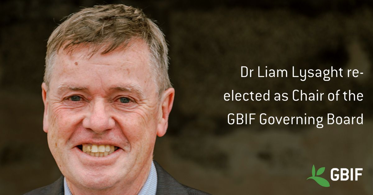 📣 Announcing Liam Lysaght as the re-elected Chair of the GBIF Governing Board!

This comes as André Heughebaert of #Belgium &amp; Soledad Ceccarelli of #Argentina were also voted into new governance positions as part of the Governing Board. 💪 

Read more: 🔗 buff.ly/4h5ZsEn