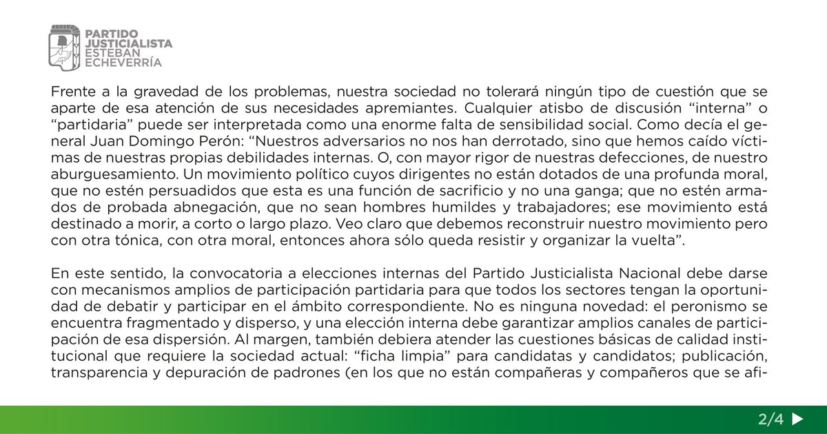 fernandogray's tweet photo. Les comparto mis reflexiones acerca de la difícil situación que atraviesa el @p_justicialista. Consecuente con los valores y principios que sostengo desde hace años, pido una renovación total.

▶️ https://t.co/81z6L9DlBt https://t.co/QS4efwipSz
