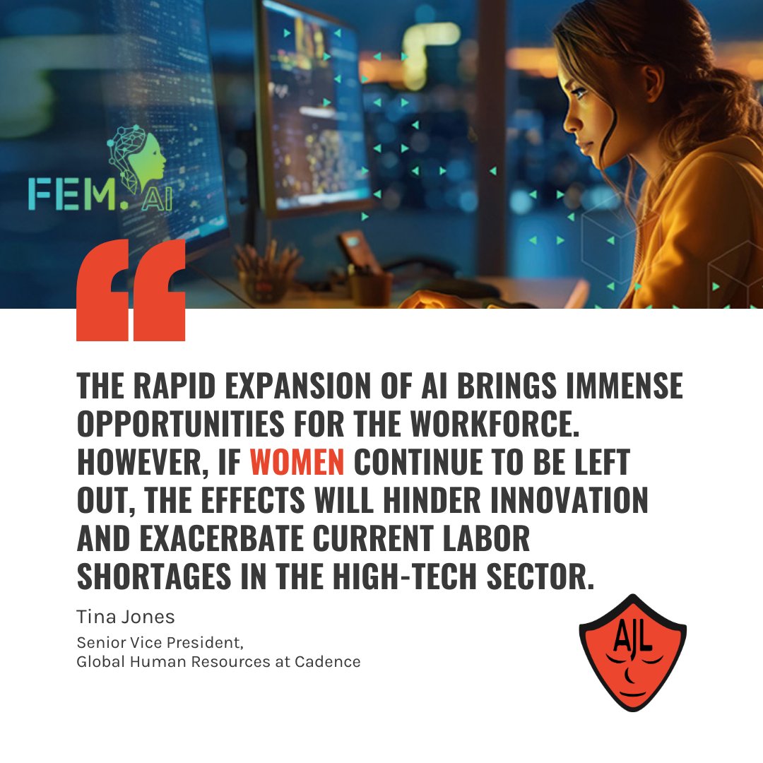 AJLUnited's tweet image. Did you know that over 56% of women in tech are likely to leave the industry before mid-career? Launched by @Cadence, Fem.AI is an initiative that seeks to empower women and drive change towards a fairer tech sector by investing in non-profits, championing…