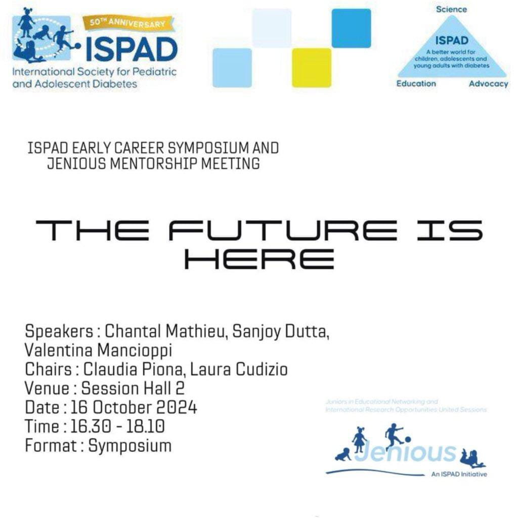 JENIOUS (@jenious_ispad) on Twitter photo Don’t miss the ISPAD Early Career Symposium and JENIOUS Mentorship Meeting tomorrow. The ISPAD-<a href="/cwdiabetes/">Children with Diabetes</a> winner will be announced at 16:30-18:10 hours
#ISPAD50 #ISPAD #JENIOUSMatters <a href="/ispad_org/">ISPAD</a> <a href="/BreakthroughT1D/">Breakthrough T1D</a> Don’t miss the ISPAD Early Career Symposium and JENIOUS Mentorship Meeting tomorrow. The ISPAD-<a href="/cwdiabetes/">Children with Diabetes</a> winner will be announced at 16:30-18:10 hours
#ISPAD50 #ISPAD #JENIOUSMatters <a href="/ispad_org/">ISPAD</a> <a href="/BreakthroughT1D/">Breakthrough T1D</a>