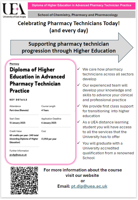 MelB_UEA's tweet photo. So many webinars celebrating pharmacy technicians today showcasing the diversity of roles - do make sure to take part if you can.

Remember the importance of education - vital to underpin our progression as healthcare professionals! 
@HemsworthAlison @ellis_lau @Chamberlain_R_ https://t.co/4DUOL3S04c