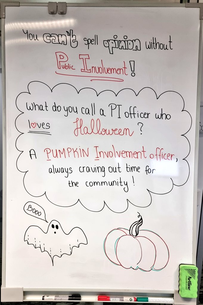 Sarah Campill (she/her) (@sarahcampill) on Twitter photo Back at the <a href="/AlzheimerEurope/">Alzheimer Europe</a>
office in Luxembourg after the #34AEC & it was time to change the #PIPun on our whiteboard!
What do you call a PI officer who loves #Halloween? 🎃 👻
A Pumpkin Involvement officer, always craving out time to involve the public! #PublicInvolvement Back at the <a href="/AlzheimerEurope/">Alzheimer Europe</a>
office in Luxembourg after the #34AEC & it was time to change the #PIPun on our whiteboard!
What do you call a PI officer who loves #Halloween? 🎃 👻
A Pumpkin Involvement officer, always craving out time to involve the public! #PublicInvolvement